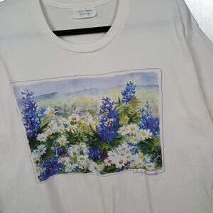 Judy Buswell Vintage 90s Wildflower Art Painting Shirt XL Nature Outdoor Floral